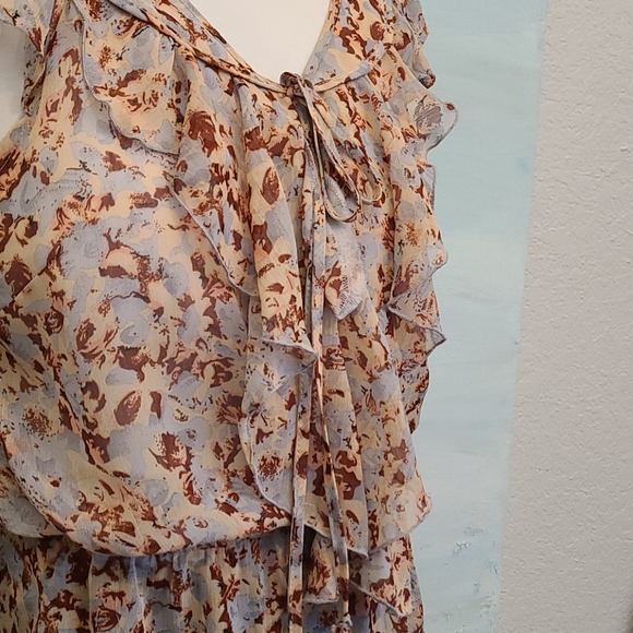 Watercolor Sheer Peplum Blouse - Picture 2 of 5